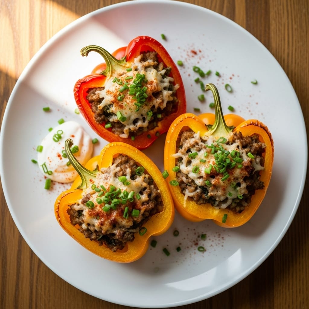 Baked Stuffed Bell Peppers recipe presentation
