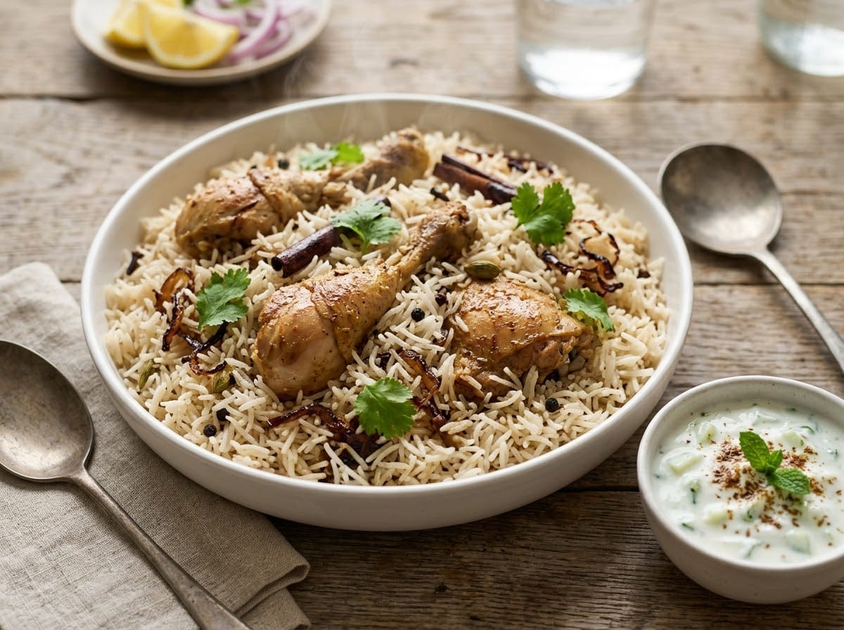 Chicken Yakhni Pulao recipe presentation