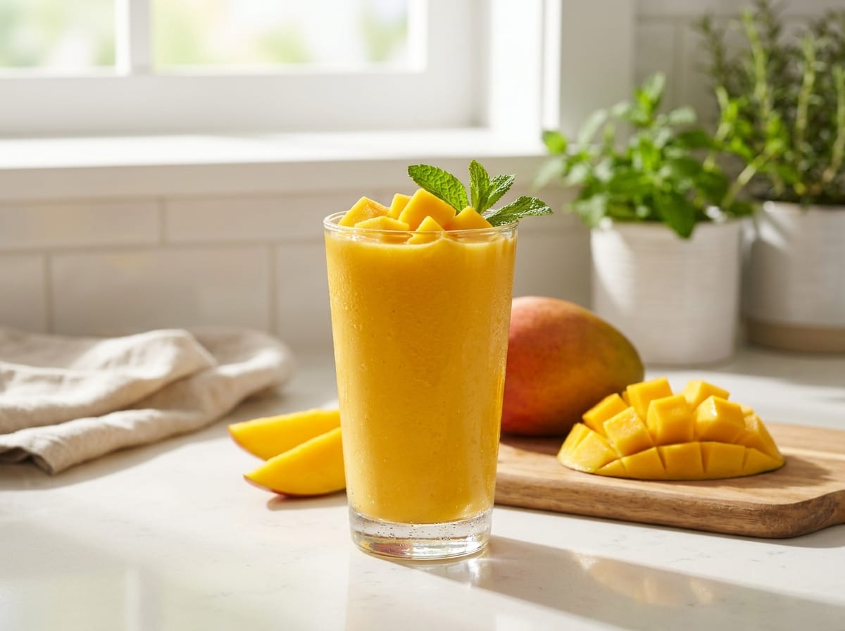 Creamy Mango Smoothie | Healthy Breakfast Drink recipe presentation
