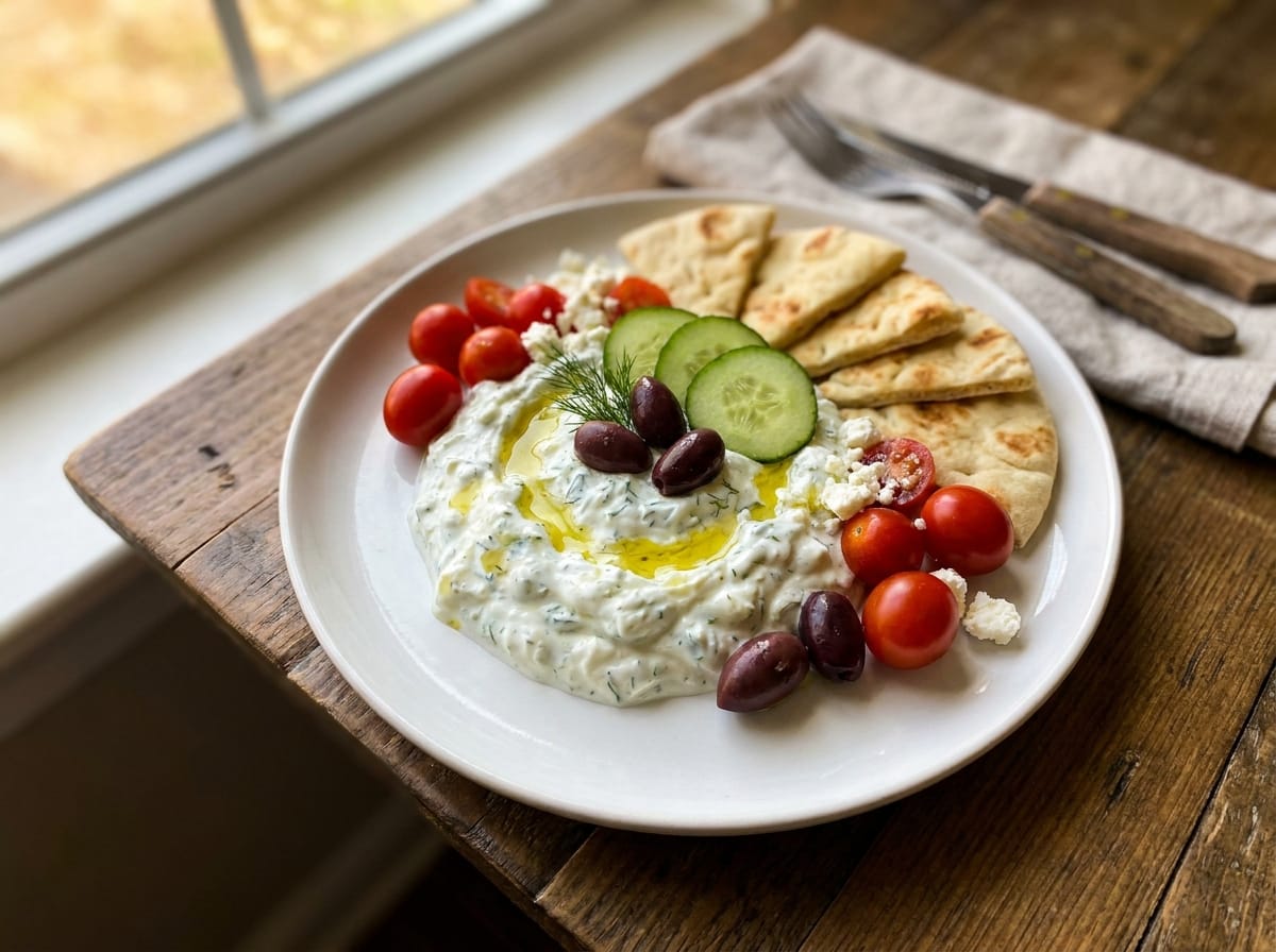 Greek Tzatziki Salad recipe presentation