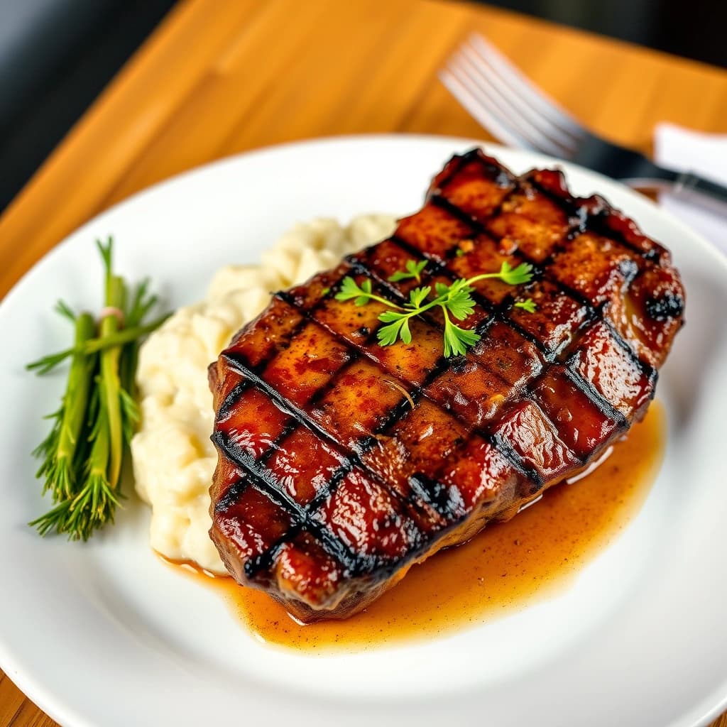 Grilled Steak with Mashed Potatoes recipe