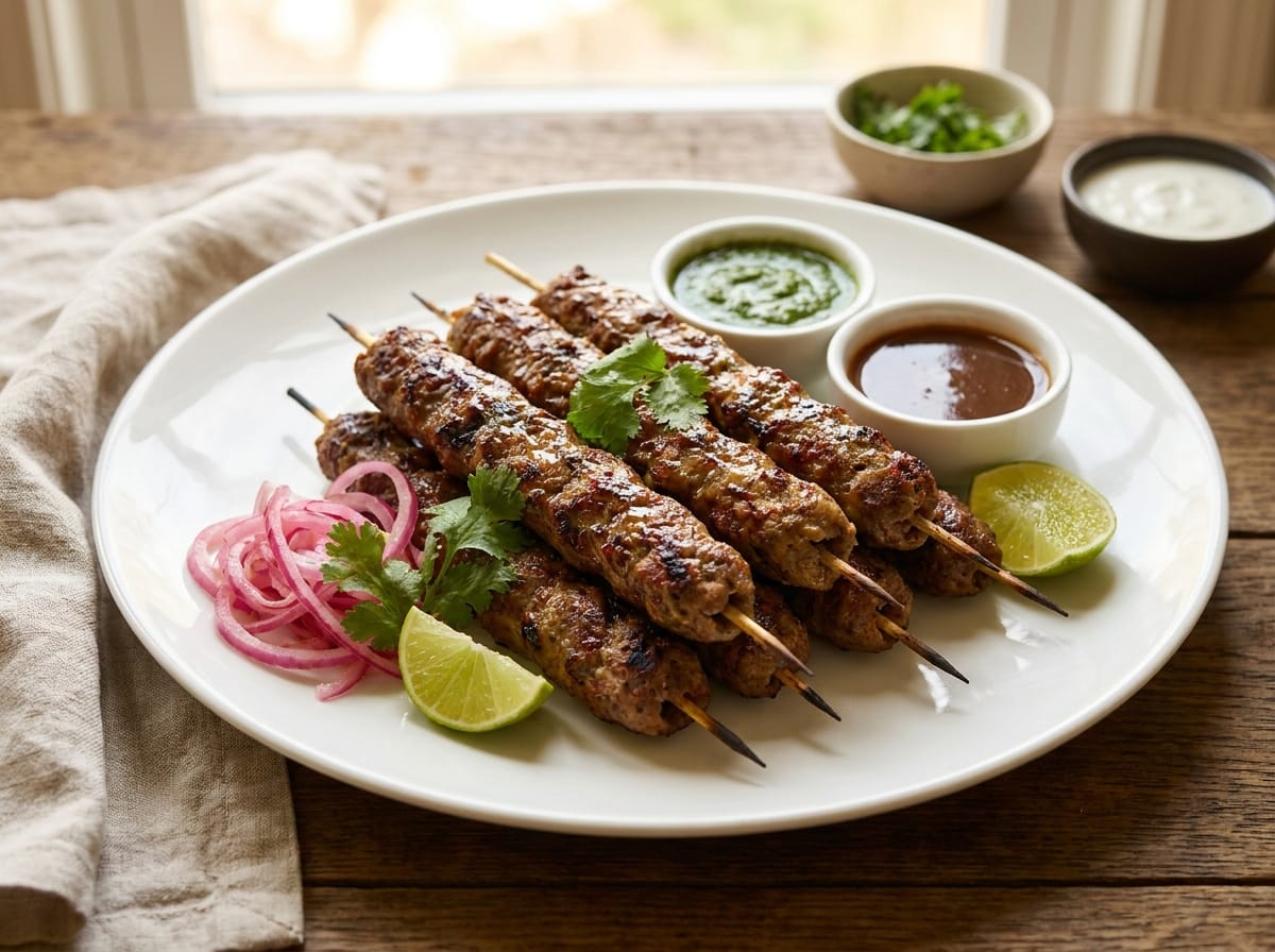 Juicy Seekh Kabab Platter Recipe recipe presentation