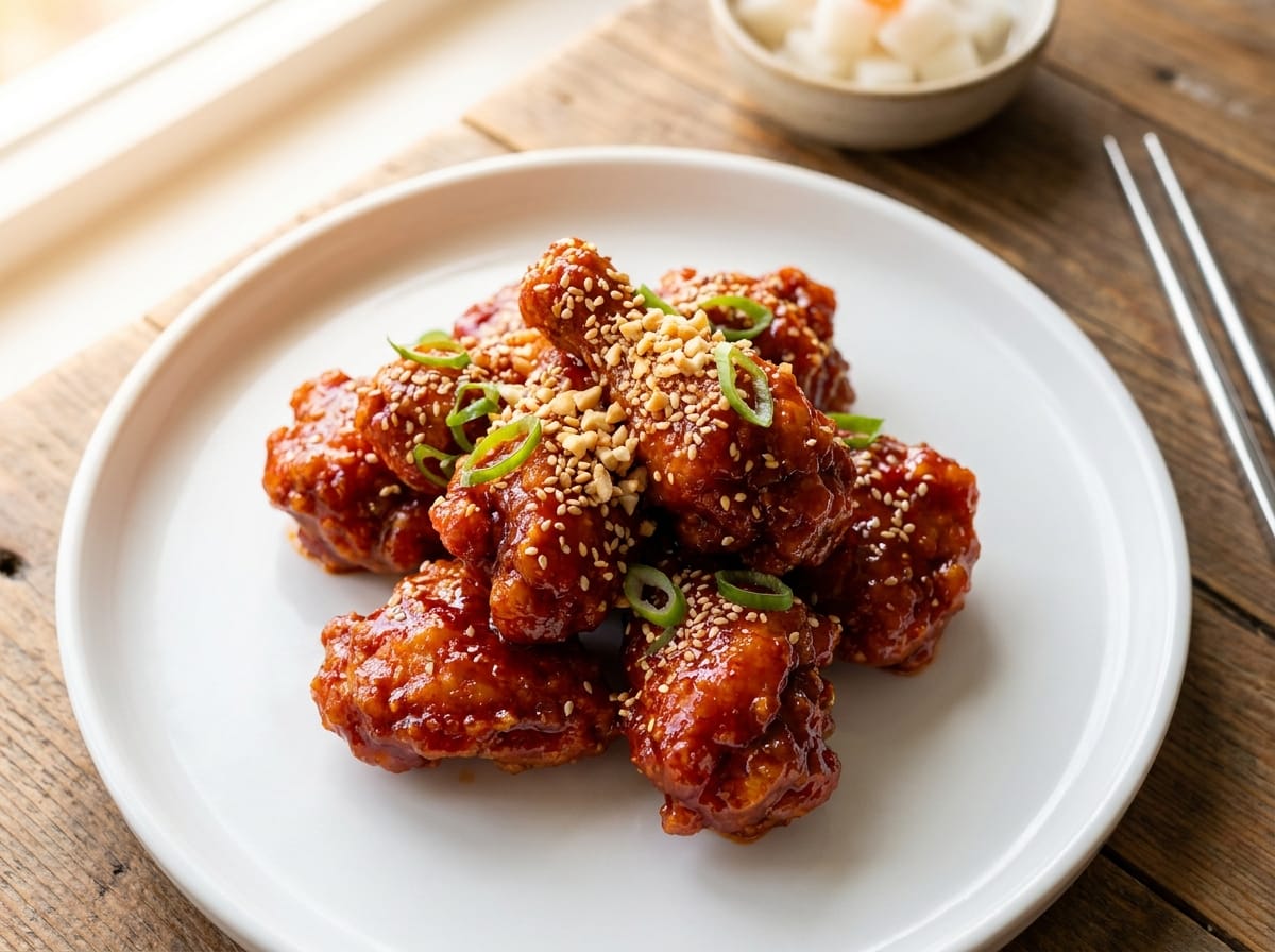 Korean Fried Chicken recipe presentation