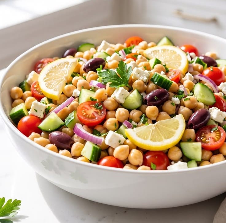 Mediterranean Chickpea Salad recipe presentation