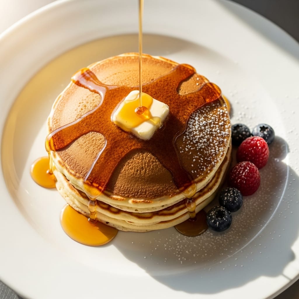 Pancakes with Maple Syrup recipe presentation