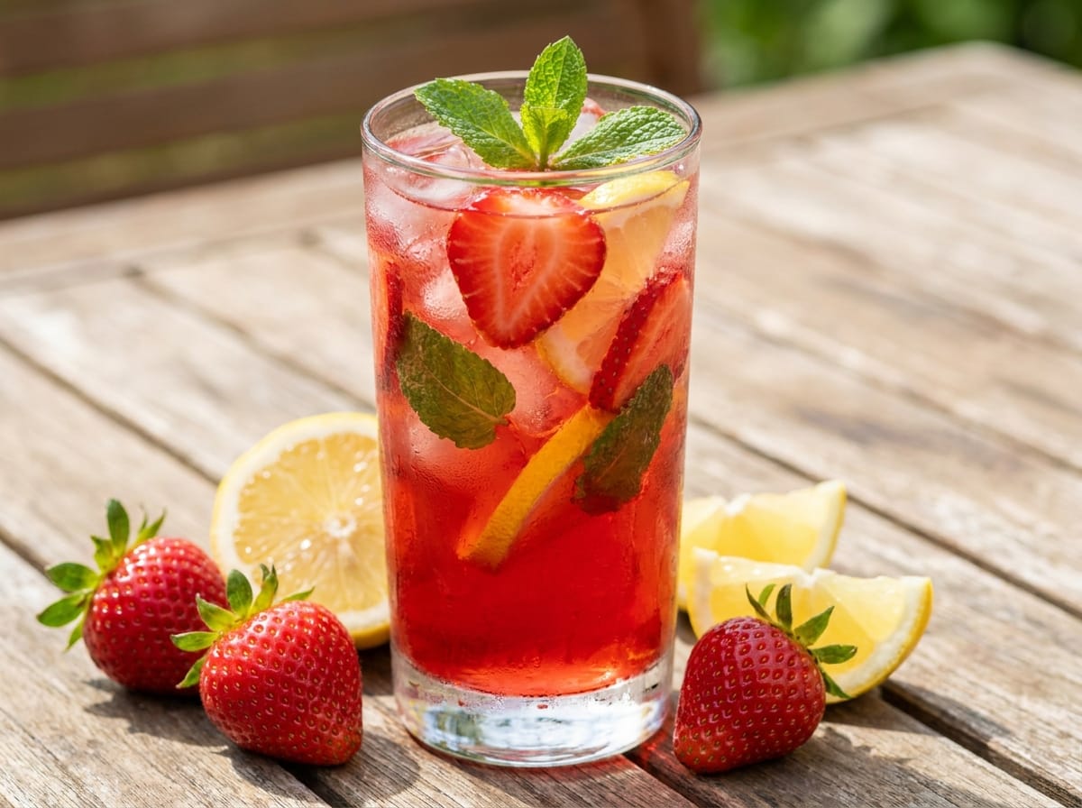 Refreshing Strawberry Lemonade recipe presentation