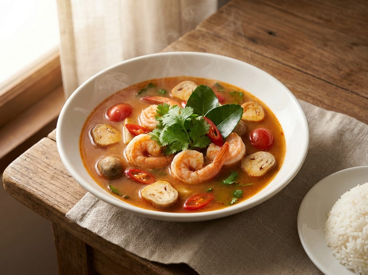 Tom Yum Soup recipe presentation