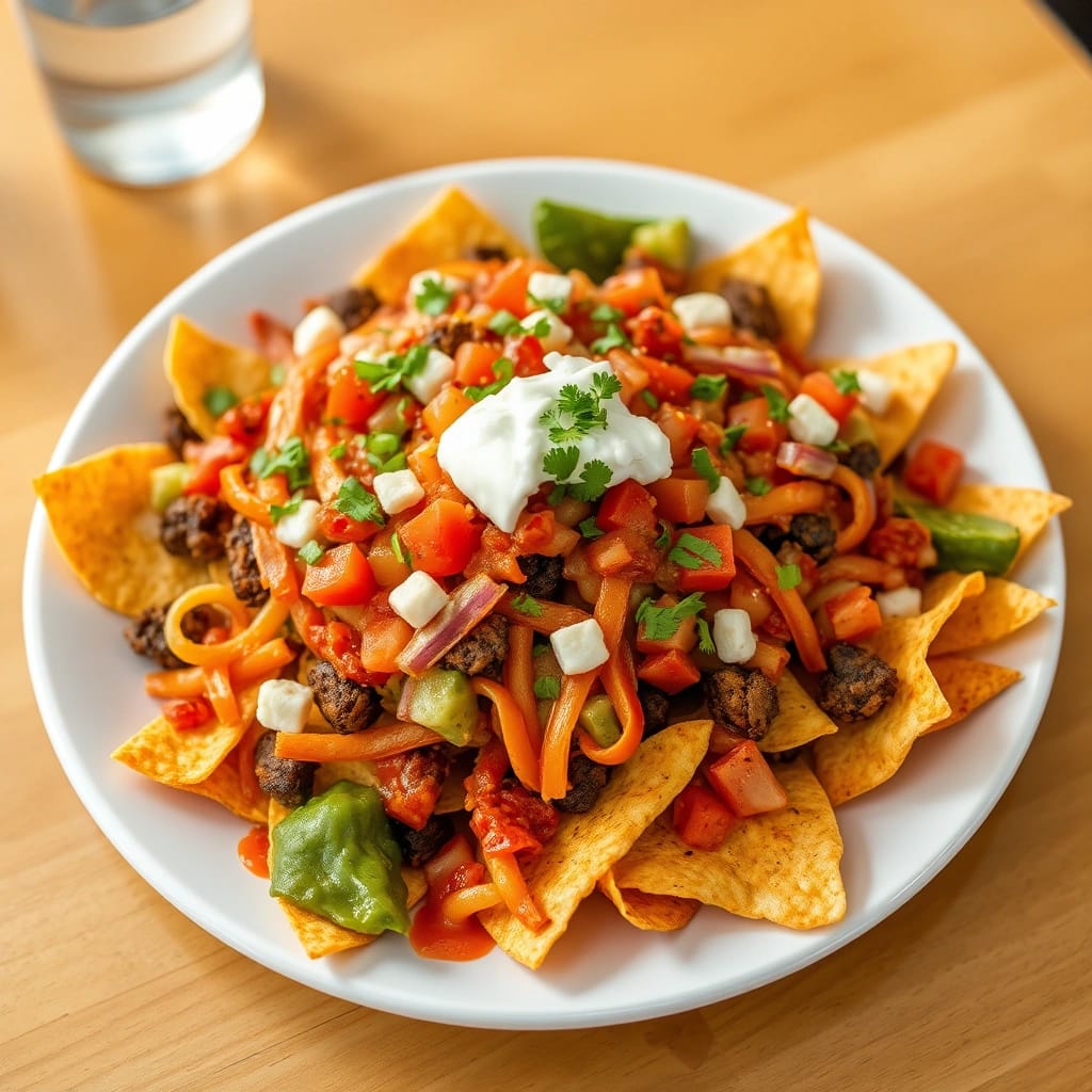 Veggie Loaded Nachos recipe presentation